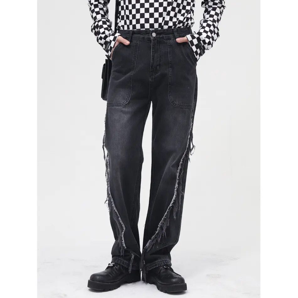Japanese Brand Retro loose straight leg spliced jeans Size US 32 / EU 48 - 1 Thumbnail
