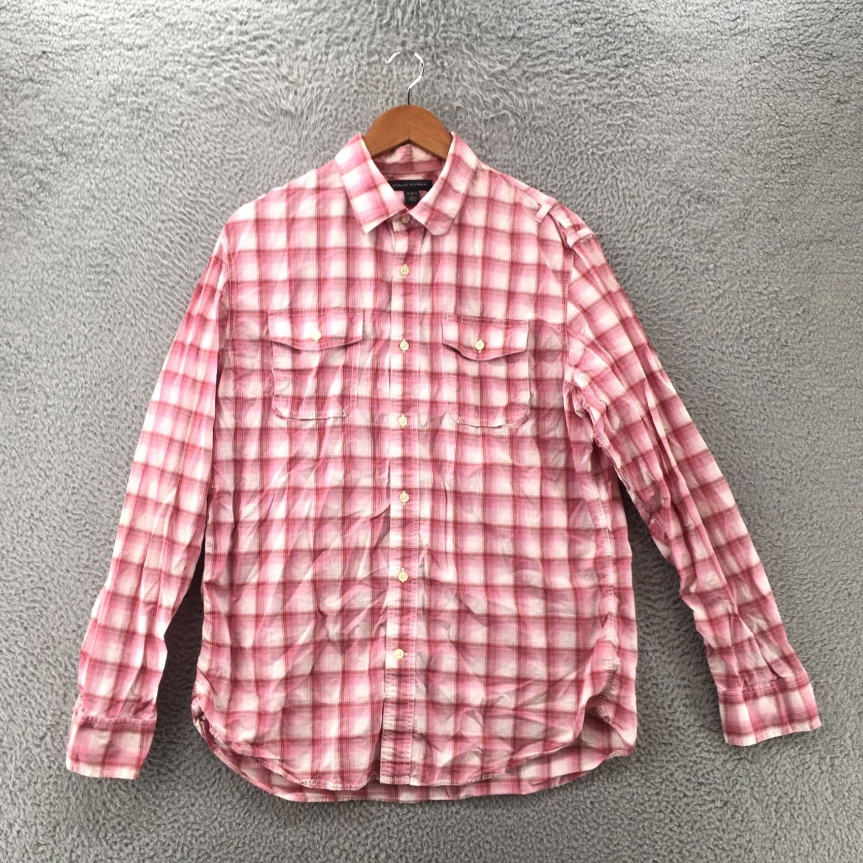 Banana Republic Banana Republic Plaid Button-Up Shirt Womens Large Pink Long Sleeve Collared Size L / US 10 / IT 46 - 2 Thumbnail