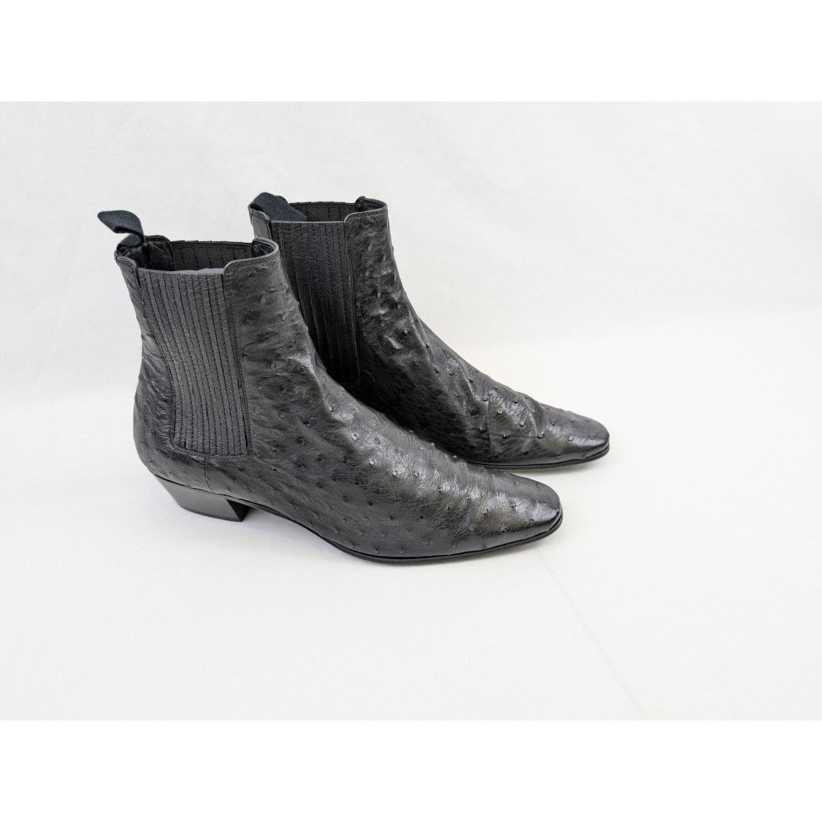 Saint Laurent Paris o1rshd1 Ostrich Leather Boots in Black Size US 8 / EU 41 - 17 Thumbnail