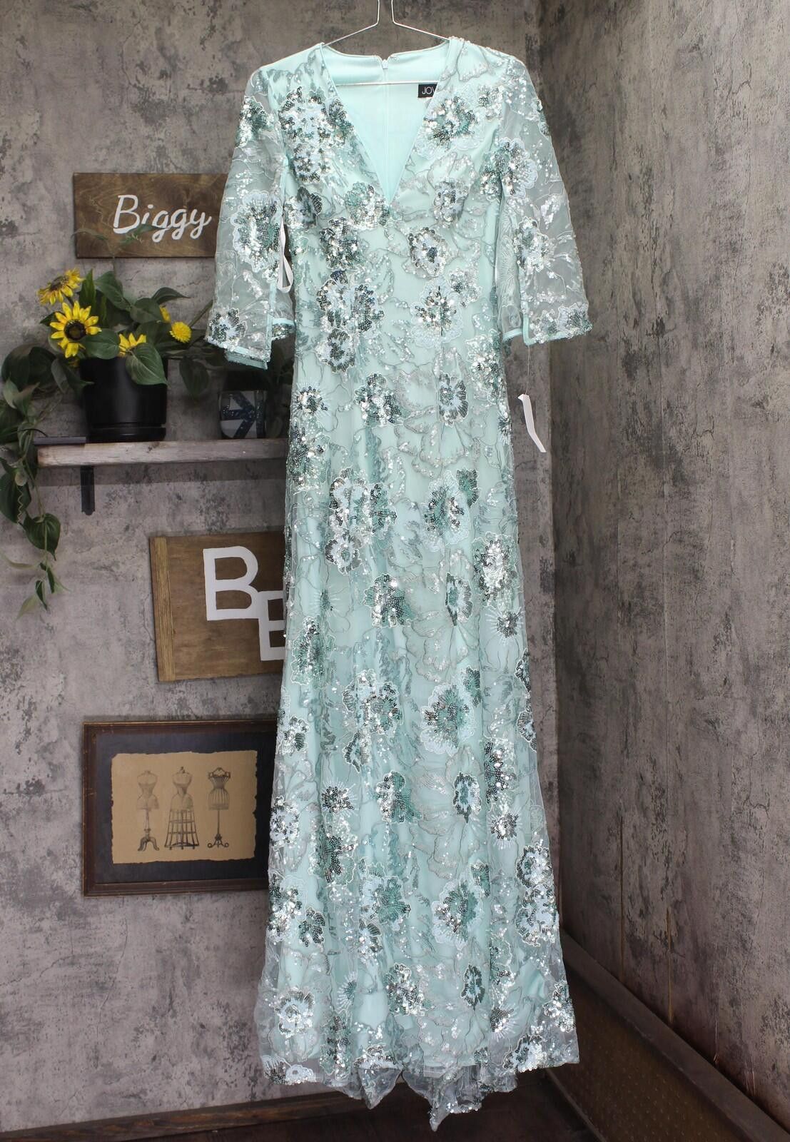 Other Nwt Jovani V 3/4 Open Sleeve Formal Dress Gown Mint Green 0 Size XS / US 0-2 / IT 36-38 - 1 Thumbnail