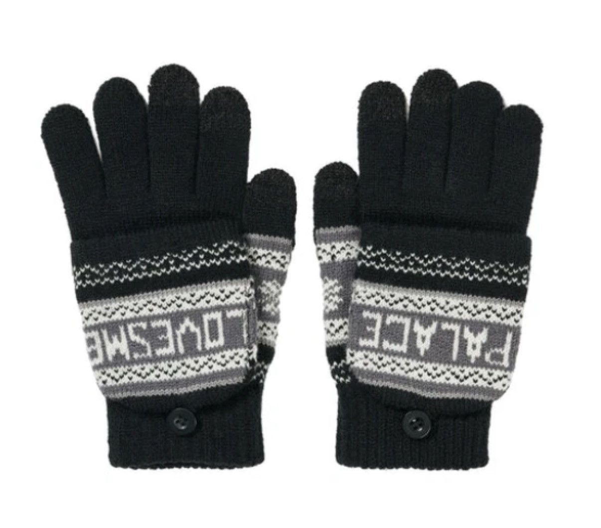 Other Palace Loves Me Knitted Gloves Color Black Multi Size ONE SIZE - 2 Thumbnail