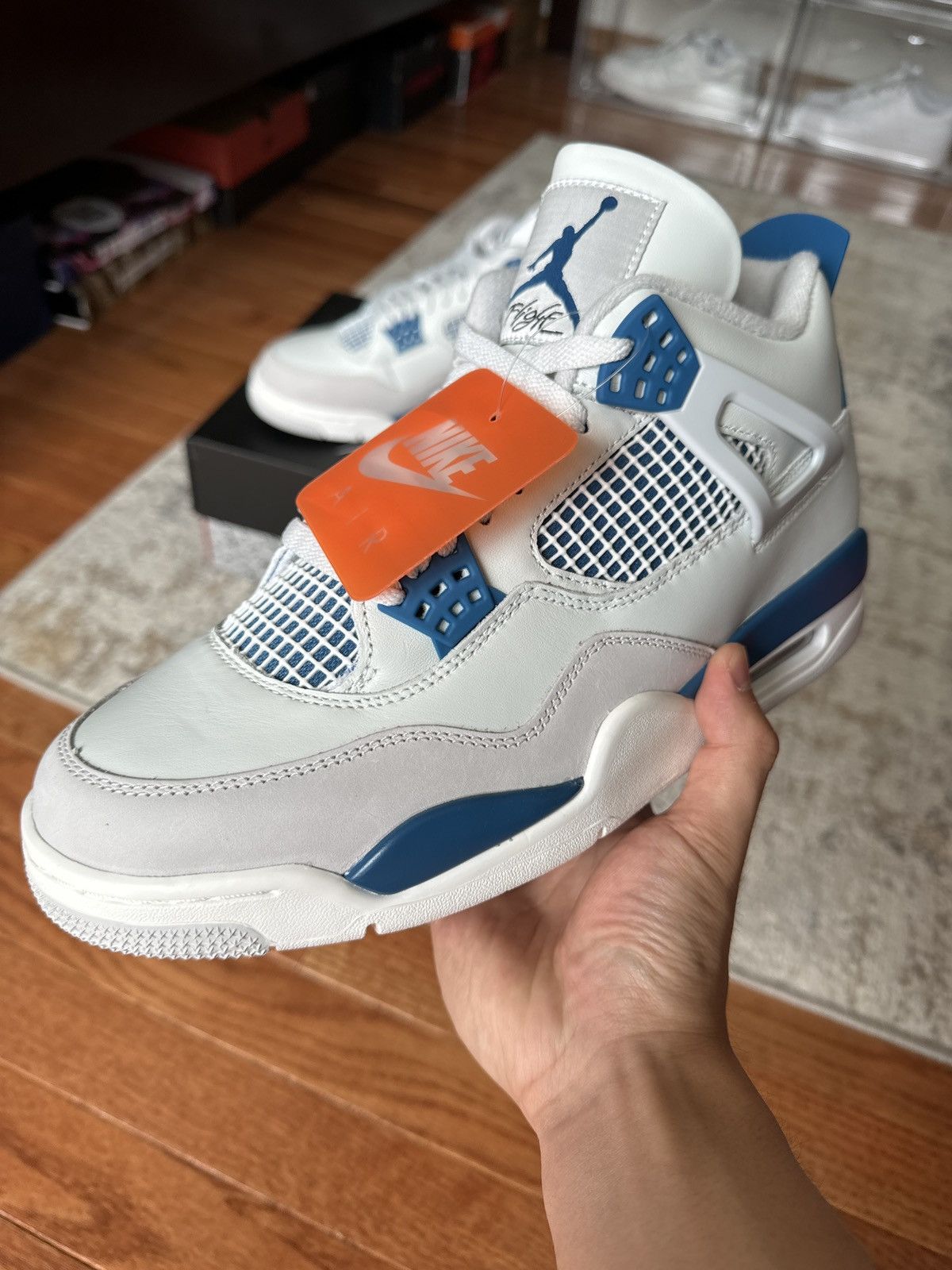 image of Jordan Nike ‘Military Blue’ Jordan 4 Shoes in White, Men's (Size 10)
