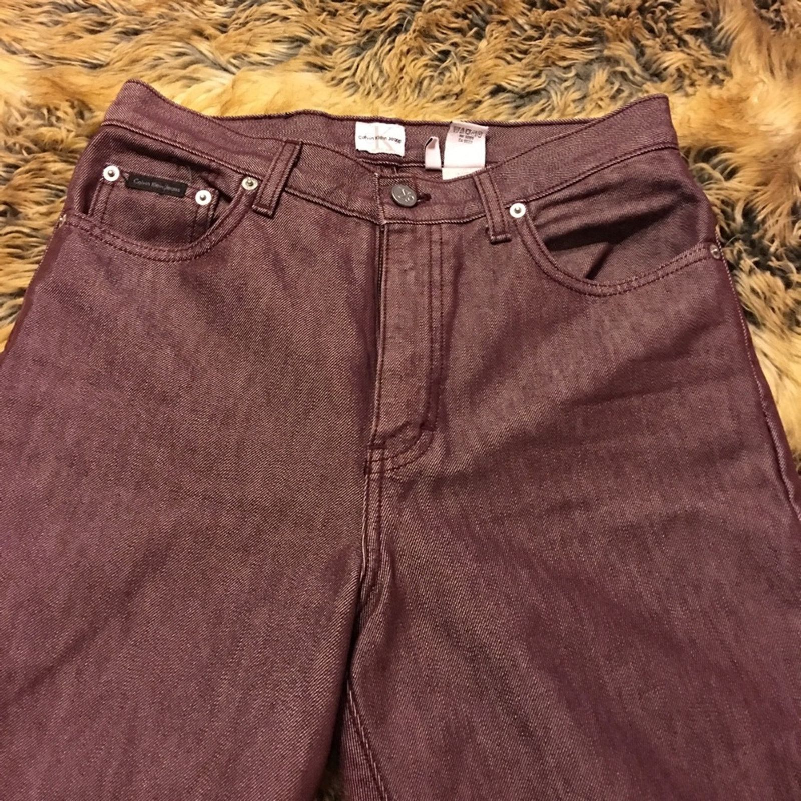 Calvin Klein Calvin Klein metallic burgundy jeans size 8 Size 30" / US 8 / IT 44 - 4 Thumbnail