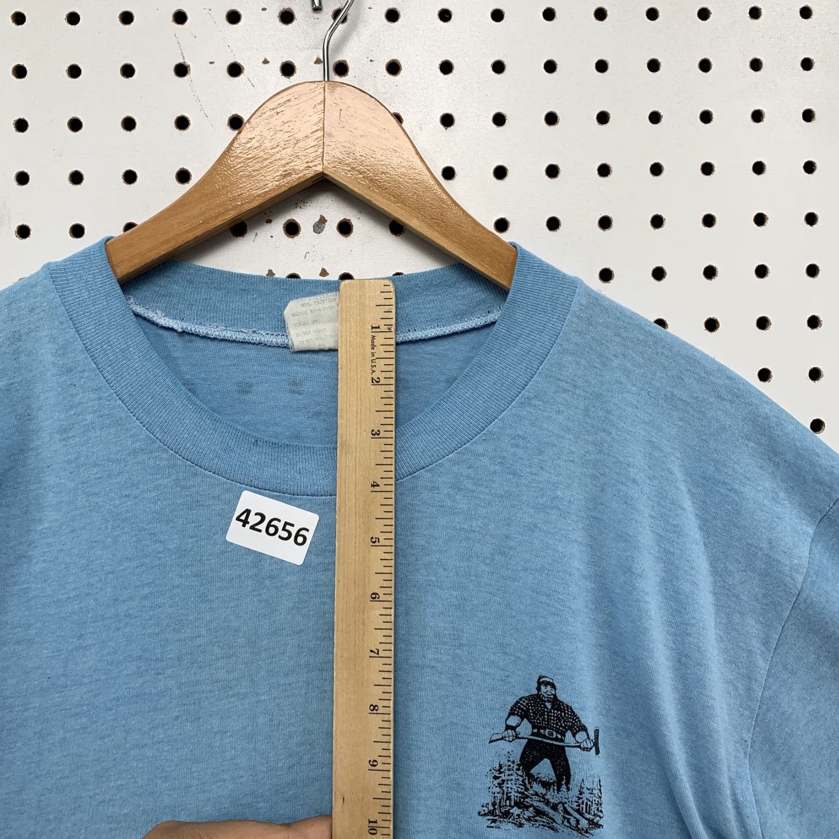 Lumberjack VINTAGE HEFT Shirt Mens XL Blue 80s Paul Bunyan Lumberjack USA Crew Neck Short Sleeve Size US XL / EU 56 / 4 - 6 Thumbnail