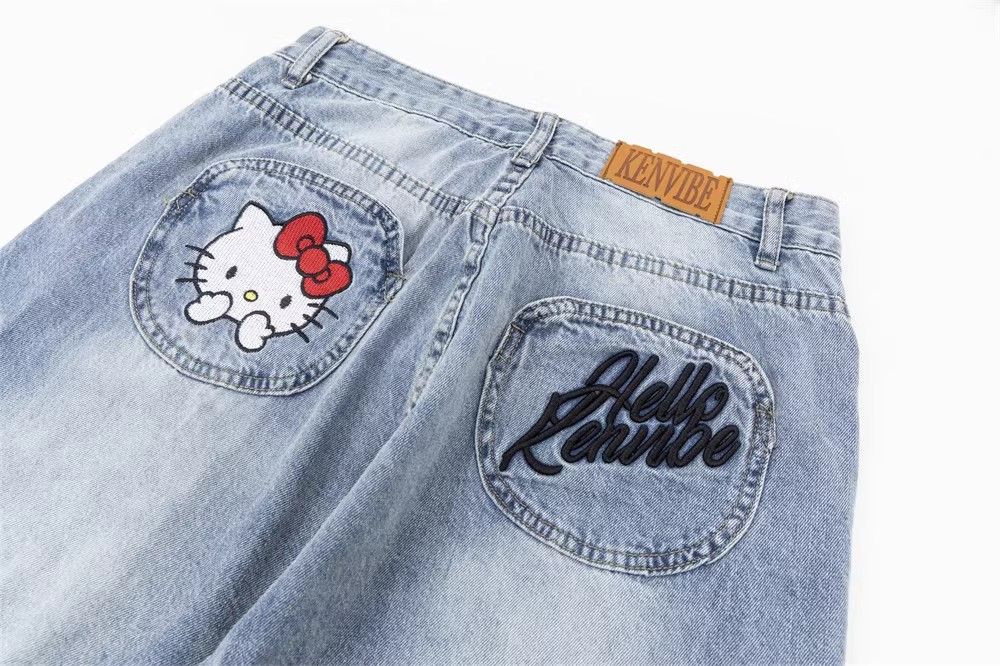 Japanese Brand × Jean Men's hiphop pocket embroidery washed straight jeans y2k y2k Size US 32 / EU 48 - 6 Thumbnail