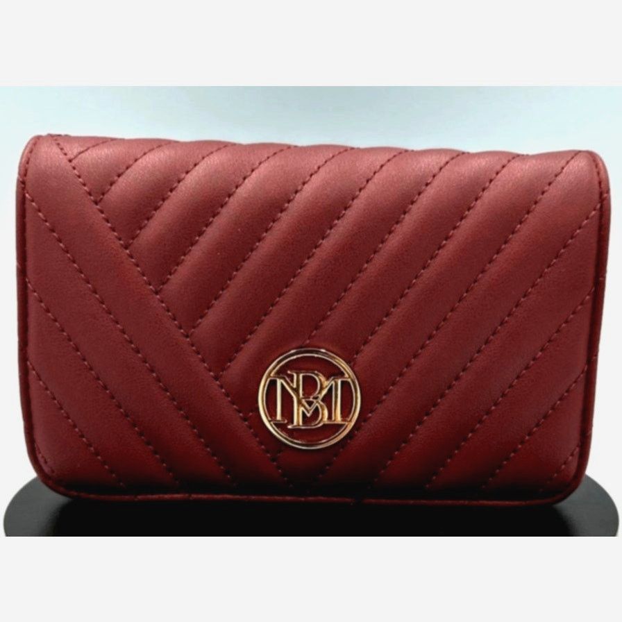 Badgley Mischka Badgley Mischka Quilted Bag Round Logo Plate - Plum Size ONE SIZE - 2 Thumbnail