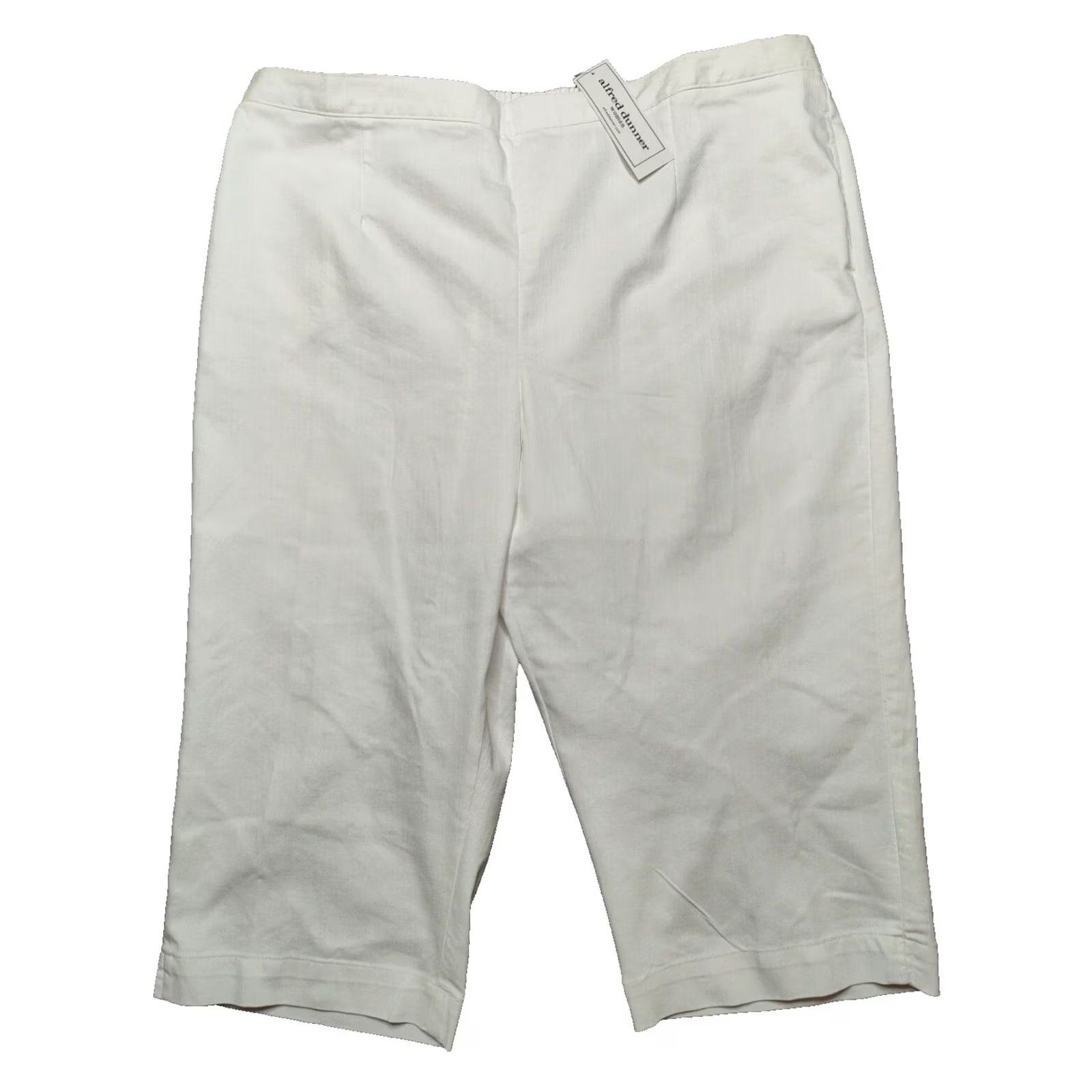 Vintage Alfred Dunner Classics Women Plus 24W Pull On White Denim Capri Pants NEW Size 42" / US 20 - 2 Thumbnail