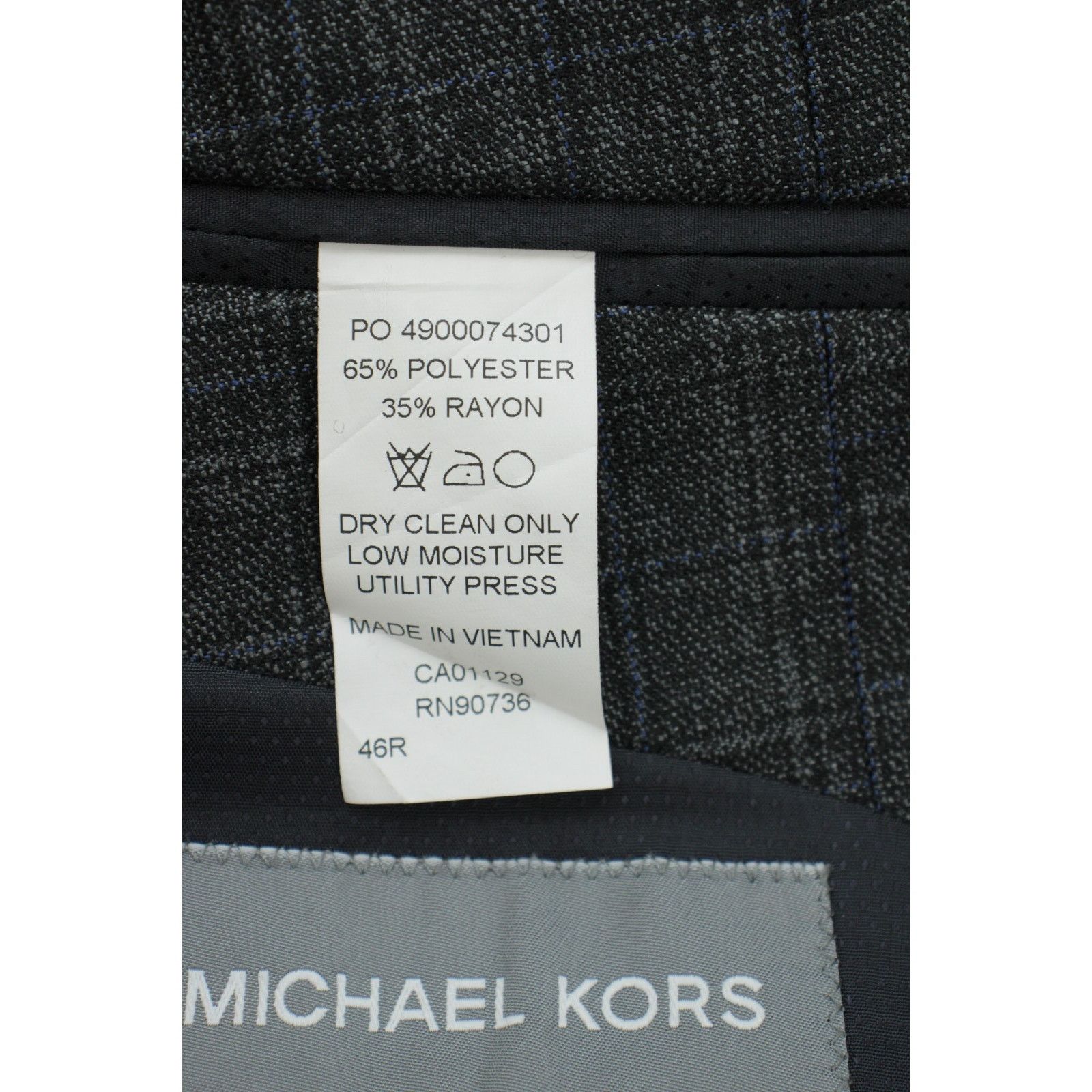 Michael Kors Michael Kors Blazer Mens 46R Gray Plaid 2 Buttons Size 46R - 7 Thumbnail