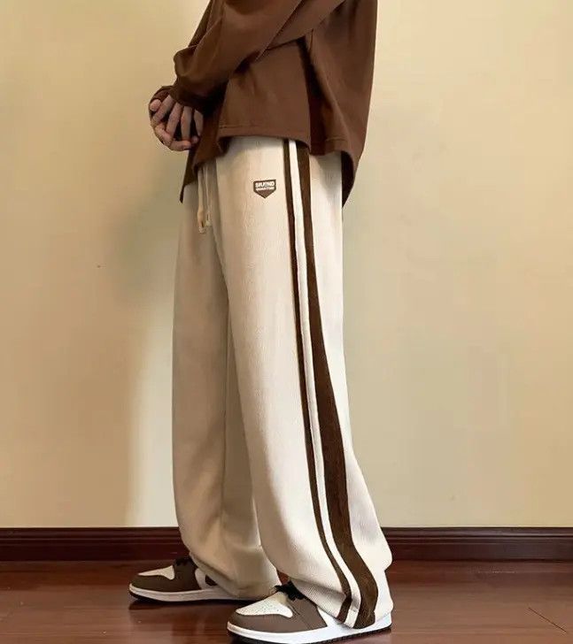 Japanese Brand Lightweight Beige Color Baggy Striped Sweatpants Size US 32 / EU 48 - 3 Thumbnail