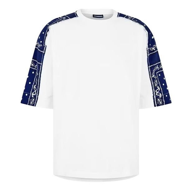 image of Jacquemus O1G2R1Mq0524 Le Bandanna Print T-Shirts In White & Blue in White/Blue, Men's (Size 2XL)