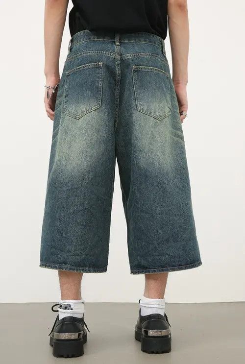 Japanese Brand × Jean Washed vintage distressed straight denim shorts Size US 32 / EU 48 - 2 Thumbnail