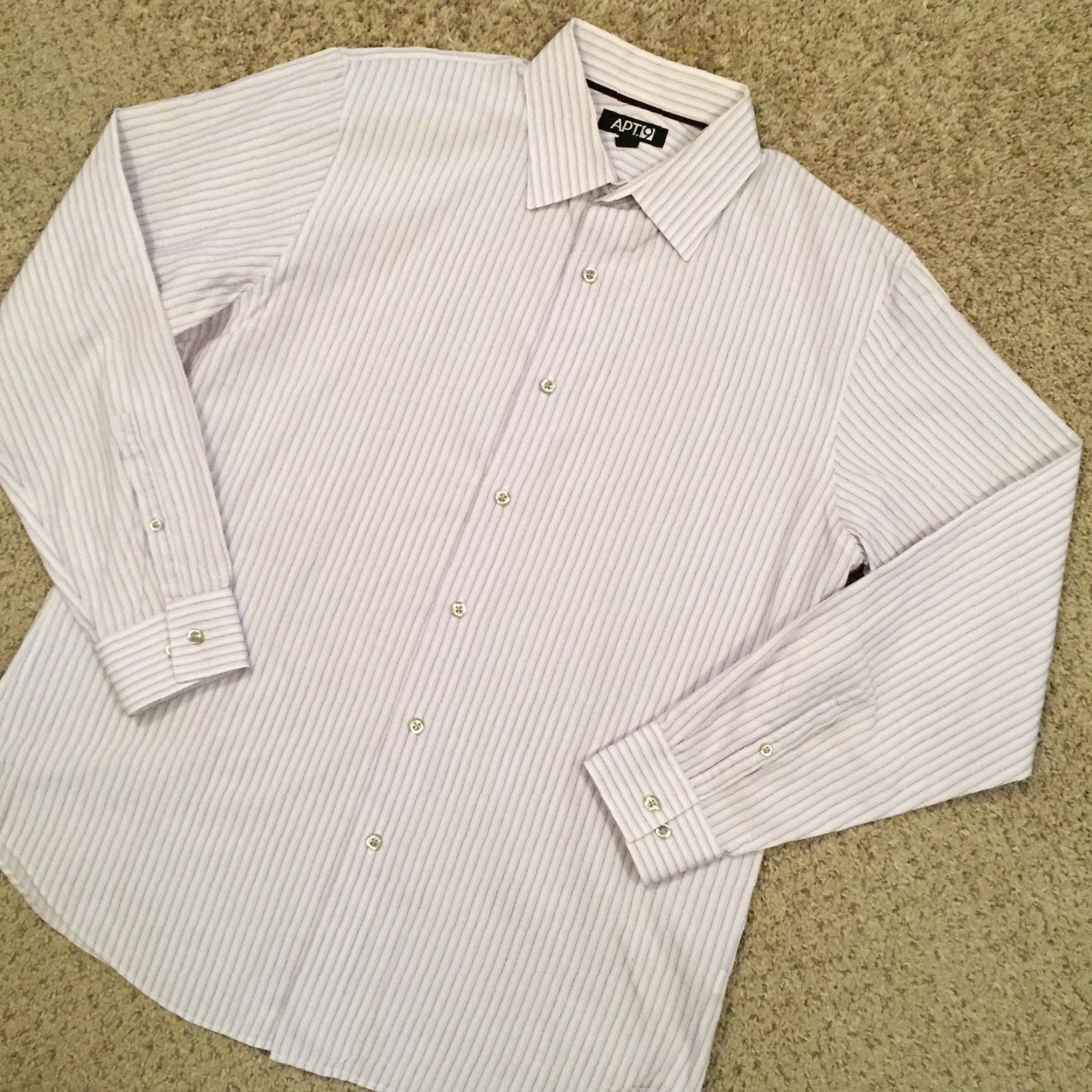 Apt. 9 Apt 9 Shirt Mens Large Purple Striped Long Sleeve Button Up Size US L / EU 52-54 / 3 - 2 Thumbnail