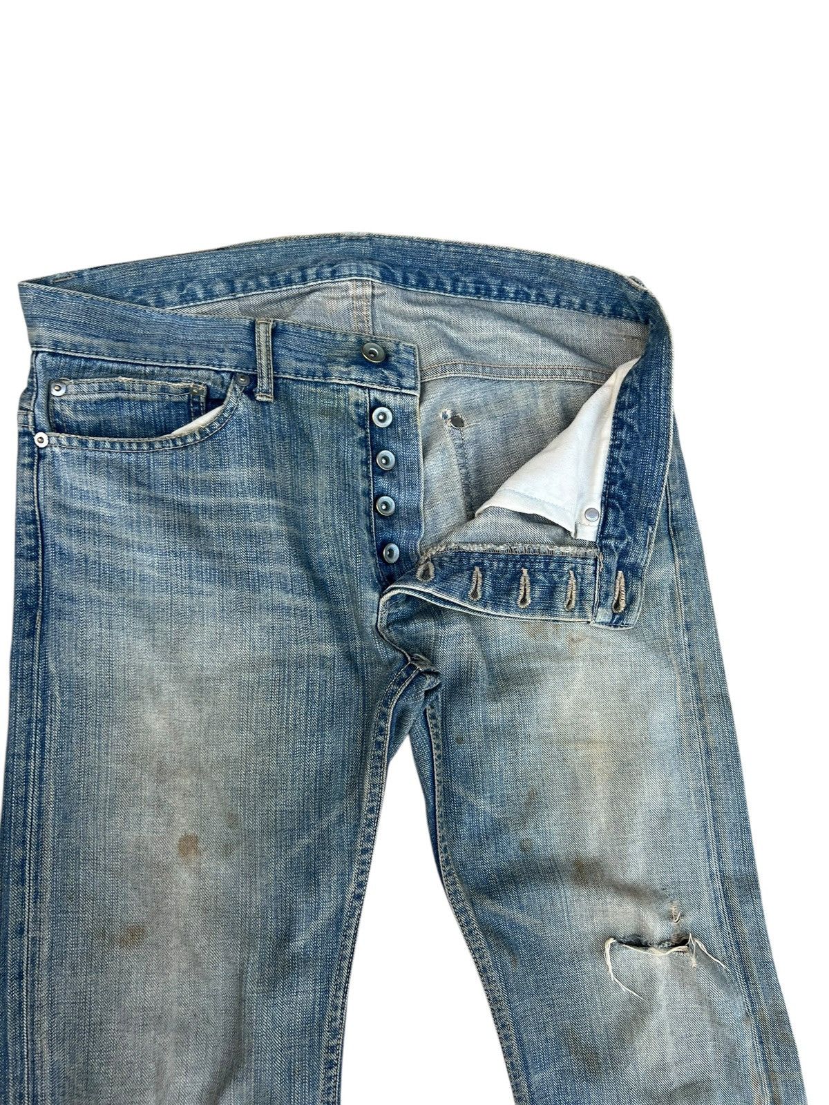 5351 POUR LES HOMMES Frog Denim Japan Distress Dirty Mud Denim Super Flare Jeans Size US 32 / EU 48 - 5 Thumbnail