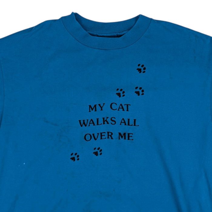 Hanes Vintage 80's CATS Paw Animal Tee My Cat Wall Over Me T-Shirt Size US XL / EU 56 / 4 - 4 Thumbnail