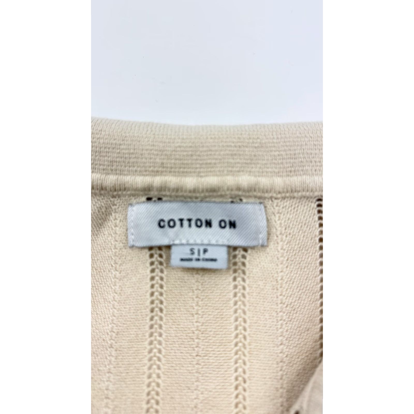 Cotton On Cotton On Shirt Mens Small Beige Short Sleeve Knit Button Front Collared Striped 100% Cotton Adults Mens Size US S / EU 44-46 / 1 - 3 Thumbnail