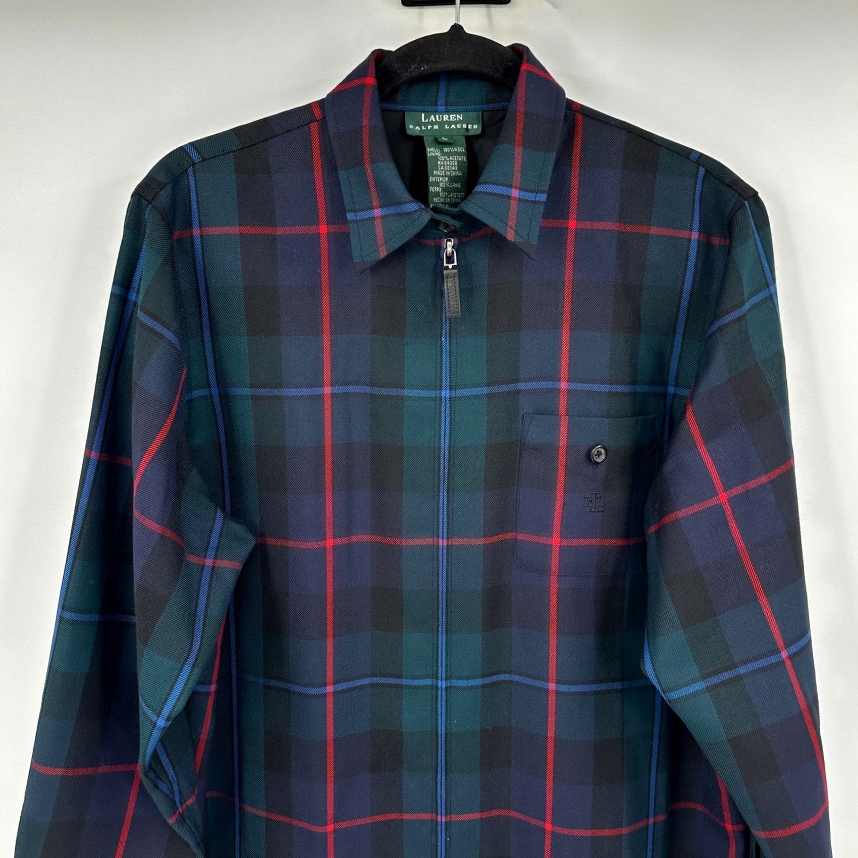 Ralph Lauren Lauren Ralph Lauren Plaid Shirt Jacket Wool Full Zip Large Preppy Timeless Women Size L / US 10 / IT 46 - 2 Thumbnail