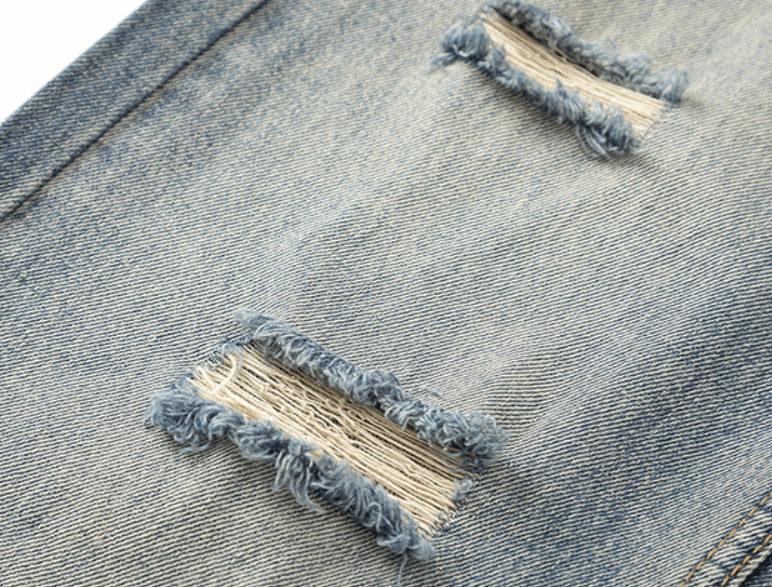 Japanese Brand × Jean Retro simple classic distressed straight-leg ripped jeans Size US 32 / EU 48 - 4 Thumbnail