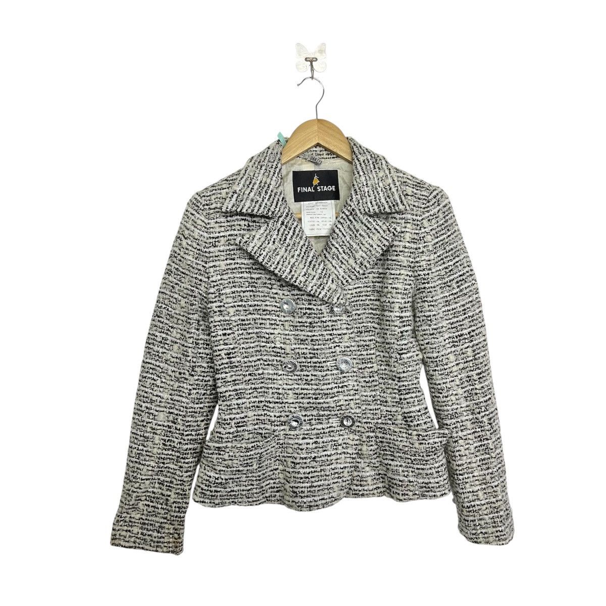 Japanese Brand VINTAGE FINAL STAGE tweed double-breasted blazer Size XS / US 0-2 / IT 36-38 - 1 Thumbnail