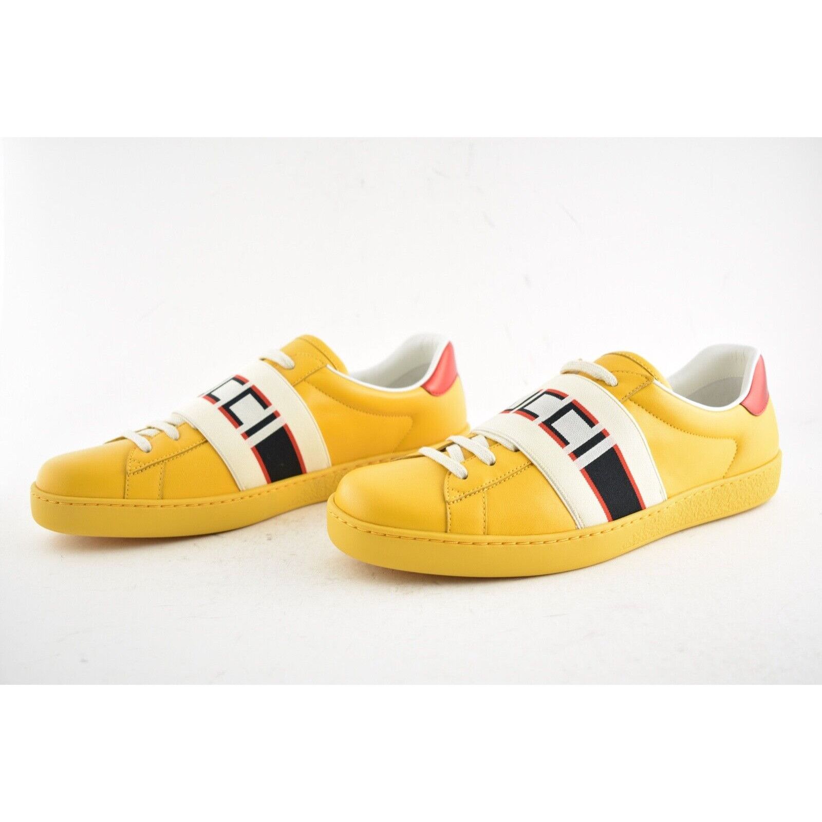 Gucci Gucci Mens Yellow New Ace Elastic Band Leather Flat Low Top Size US 7 / EU 40 - 10 Thumbnail