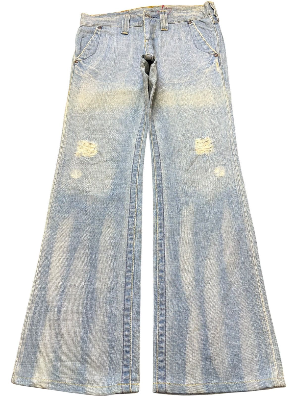 Edwin Vintage Japanese Brand Faded Wash Distress Flare Jeans Size 31" - 1 Thumbnail