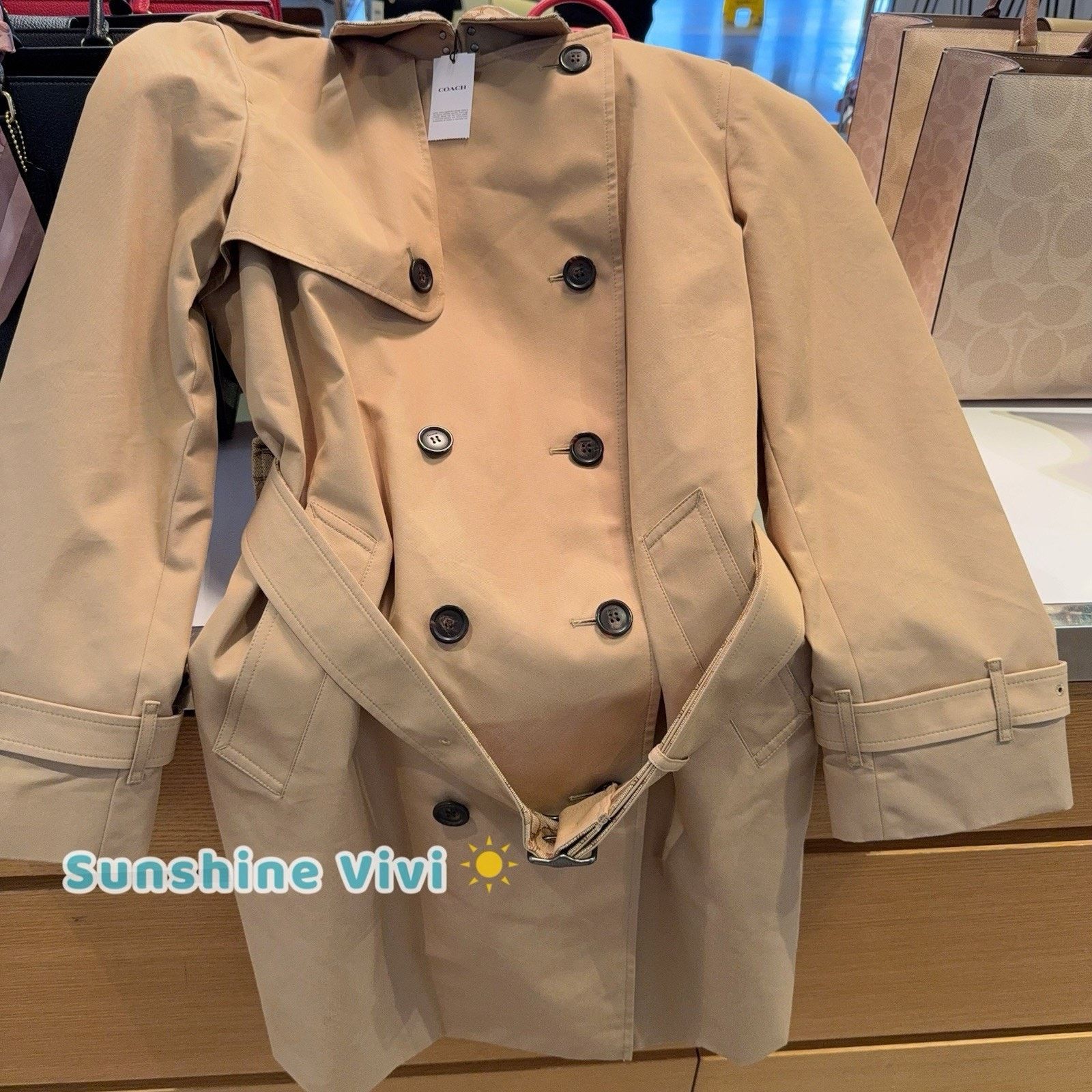 Coach NWT COACH Women's Mid Trench Coat Collar khaik CAB95 XL Size XL / US 12-14 / IT 48-50 - 1 Thumbnail