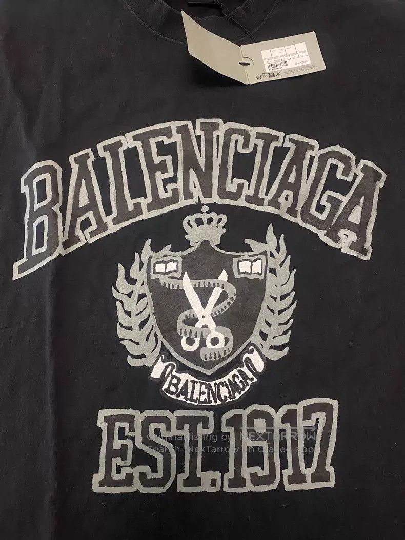 Balenciaga Balenciaga Black Scissors Wheat Logo Short Sleeve T-Shirt Size US XXL / EU 58 / 5 - 2 Thumbnail