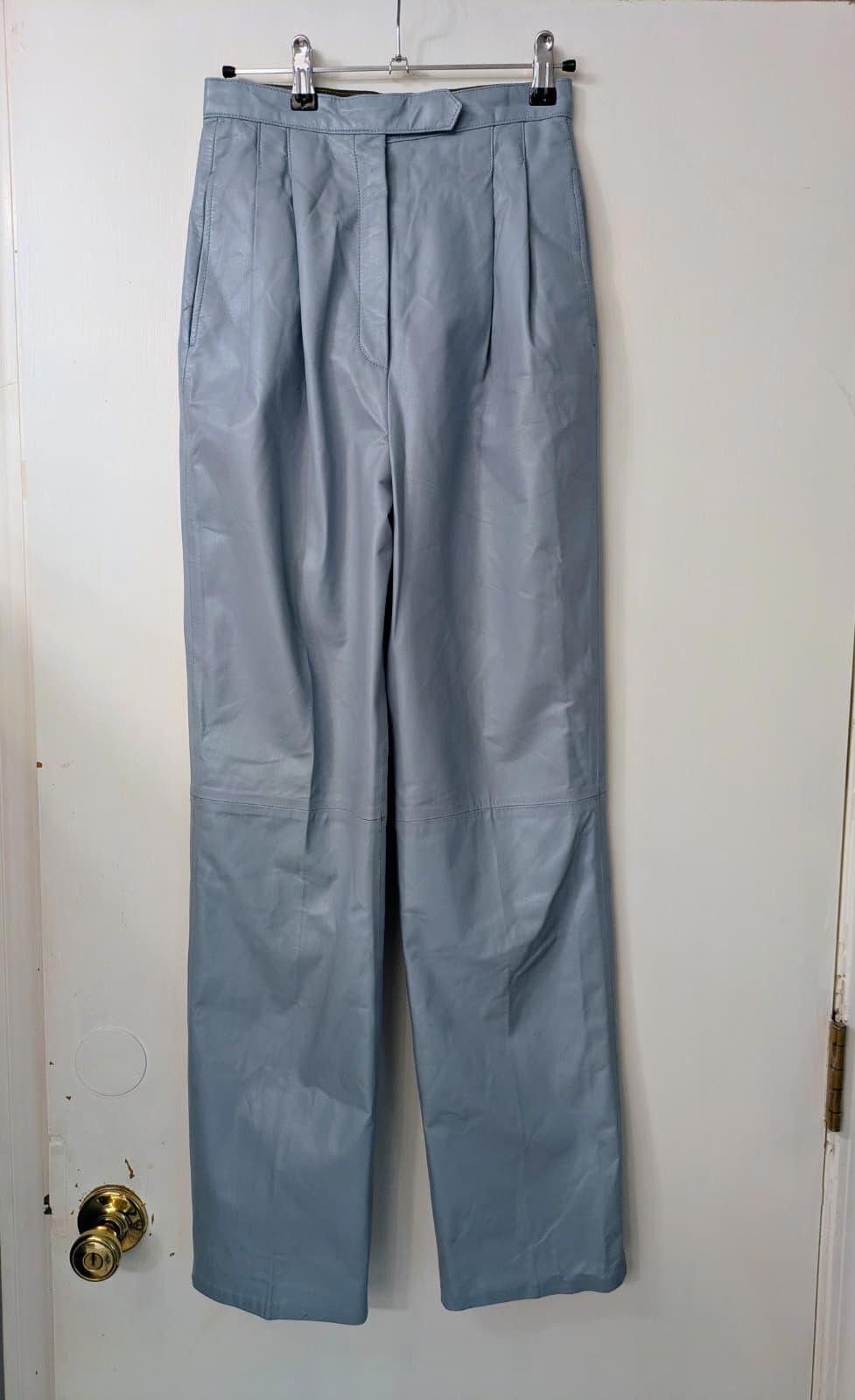 Other 1990's ice blue straight leg leather pants Size 26" / US 2 / IT 38 - 3 Thumbnail