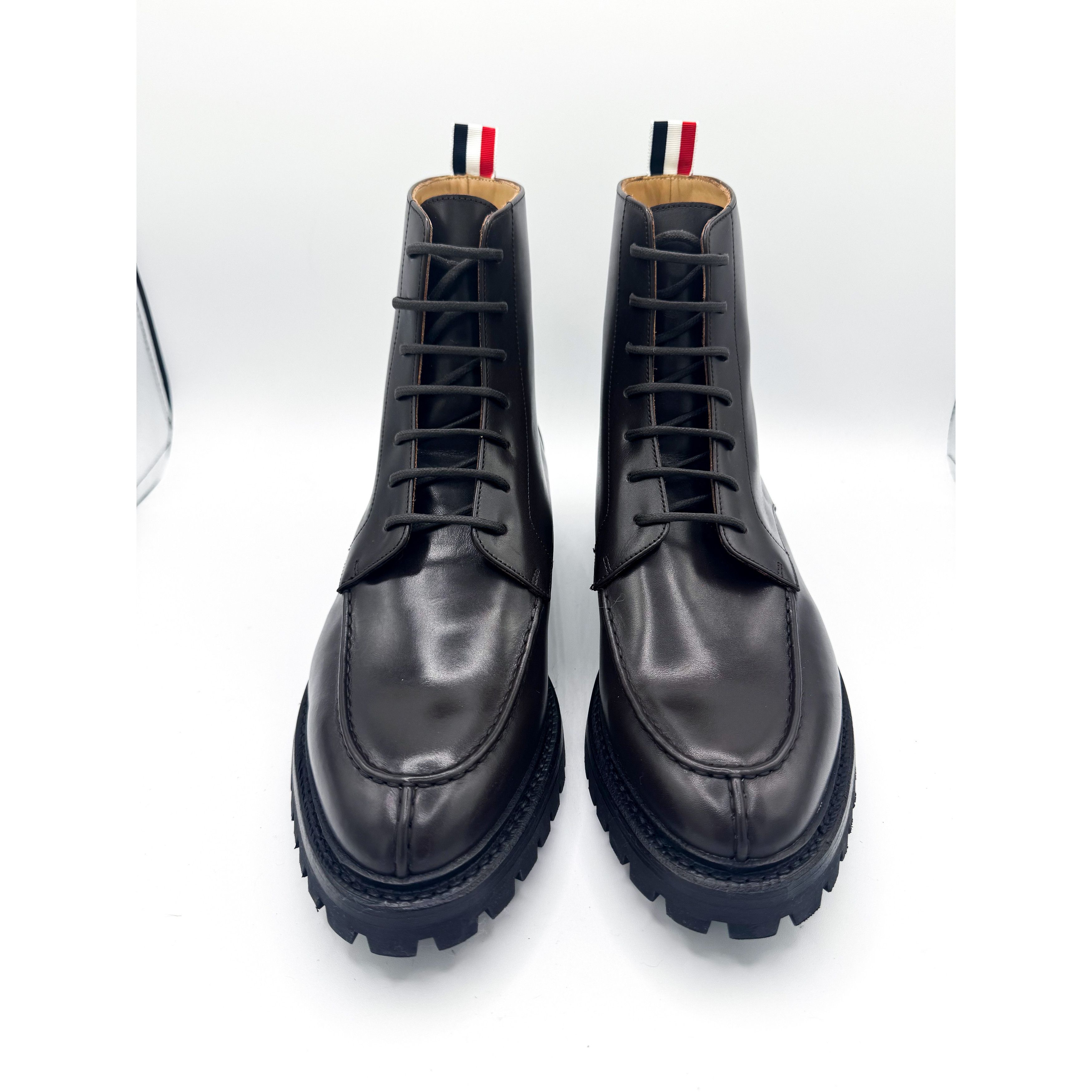 Thom Browne Brown Commando Sole Apron Stitch Ankle Boots