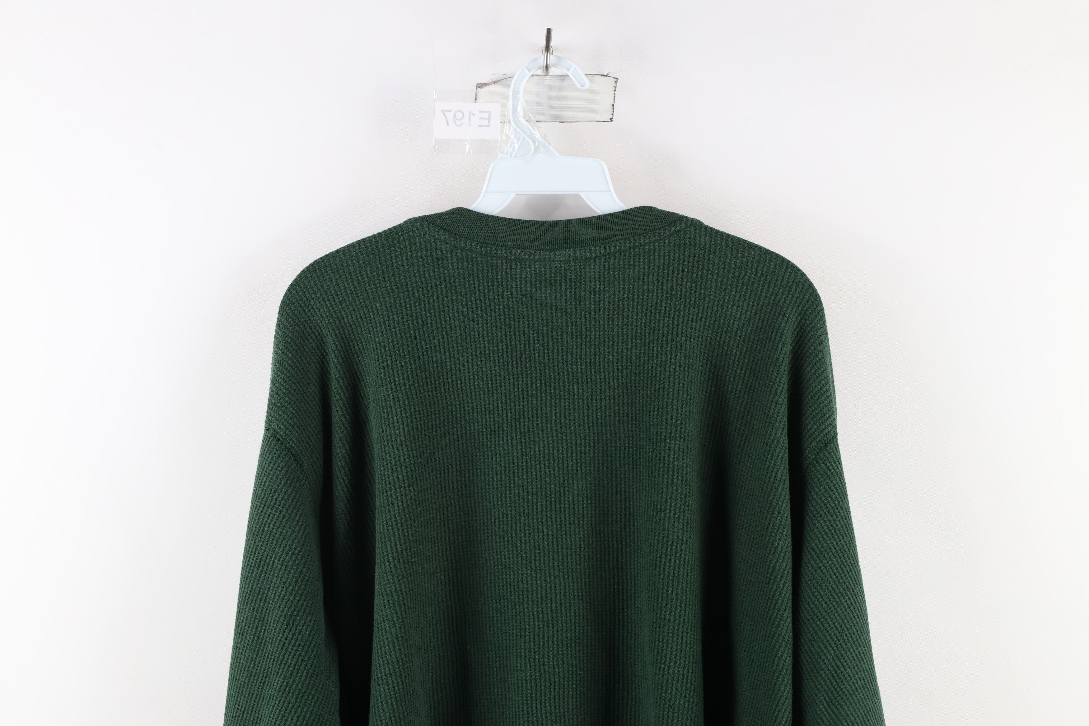 Vintage Vintage 90s Streetwear Waffle Knit Henley T-Shirt Green Size US XXL / EU 58 / 5 - 7 Thumbnail