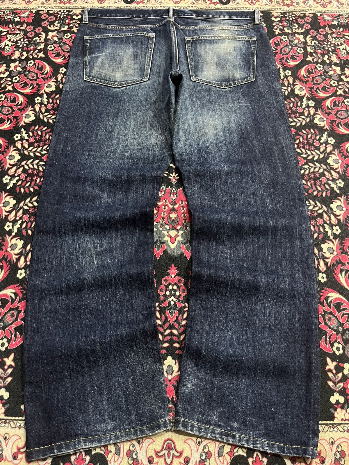 Jun Takahashi Vintage Japan Uniqlo UJ Dark Blue Whisker Faded Washed Jeans Size US 36 / EU 52 - 2 Thumbnail