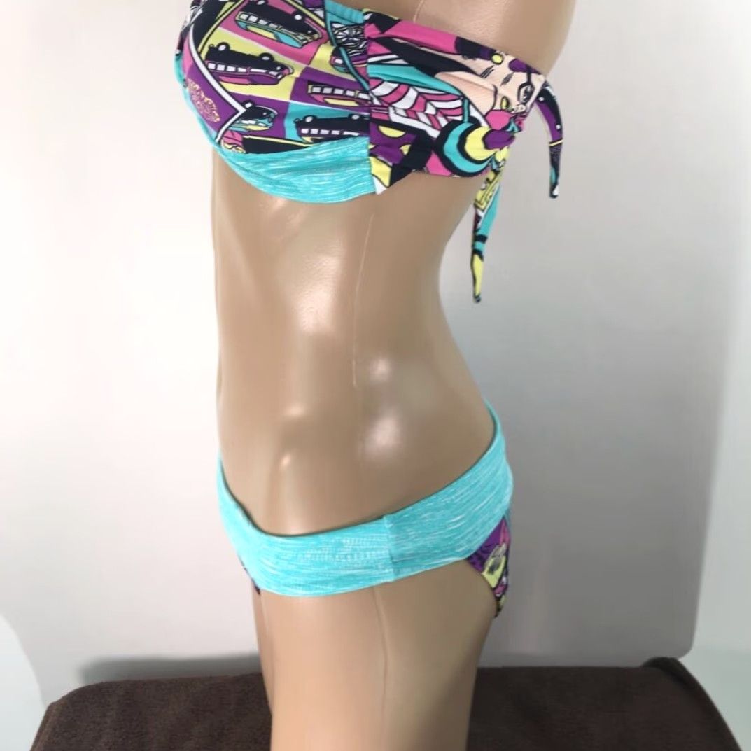 Magnanni VINTAGE Dunnas By Francesca Magnani Womens Bikini Swimsuit Blue Abstract Stretch M Swimwear Beachwear Size ONE SIZE - 4 Thumbnail