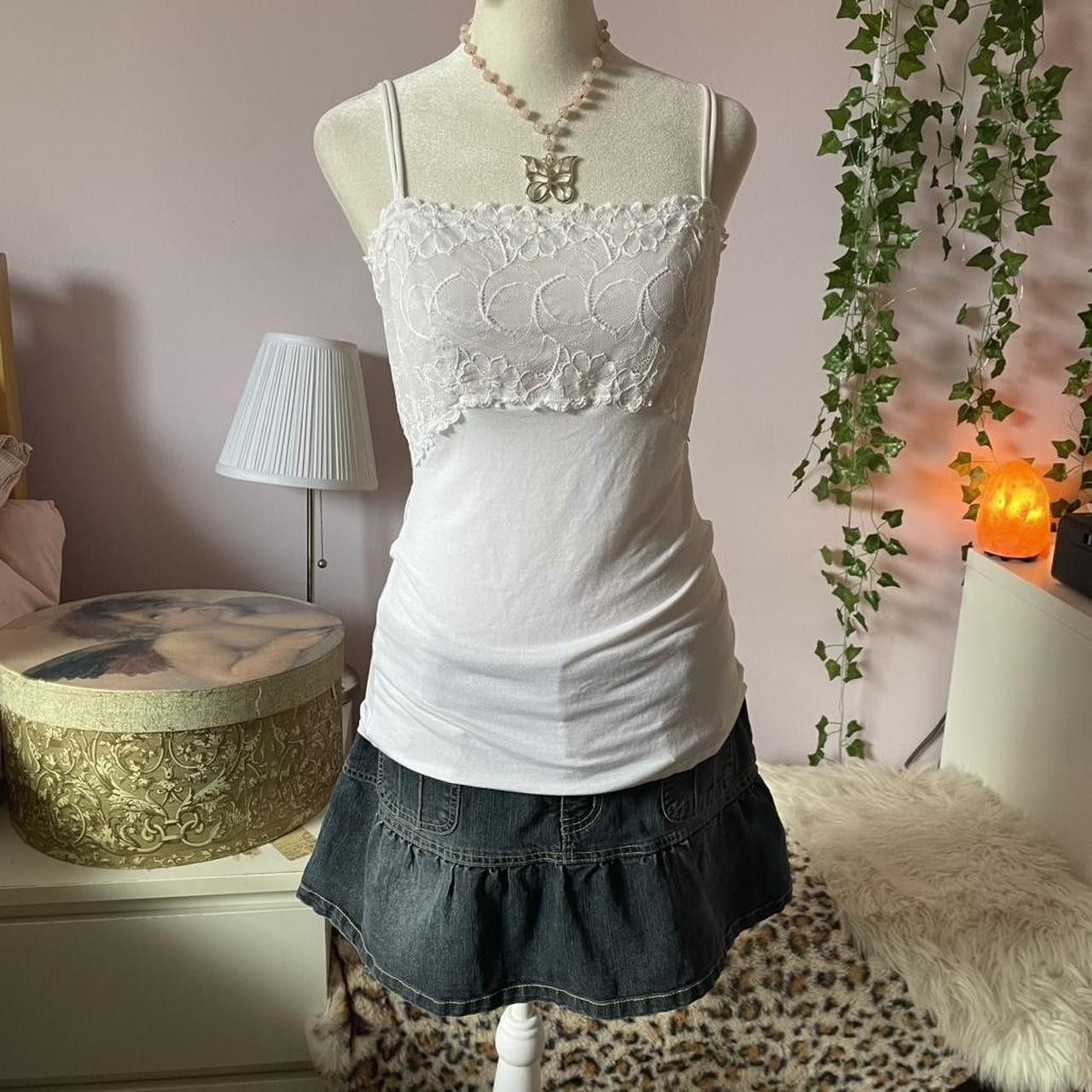 Other 2000s white lacy stretch cami top Size M / US 6-8 / IT 42-44 - 3 Thumbnail