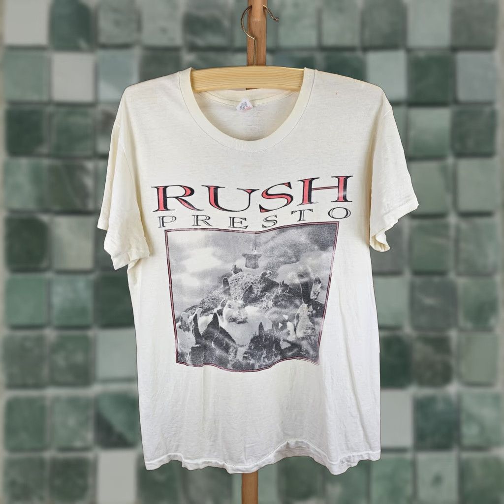 Hanes VINTAGE 90's RUSH PRESTO ROCK BAND TOUR CONCERT T-SHIRT XL White XL Mens T-Shirt Short Sleeve Crew Neck Mens Size US XL / EU 56 / 4 - 1 Thumbnail
