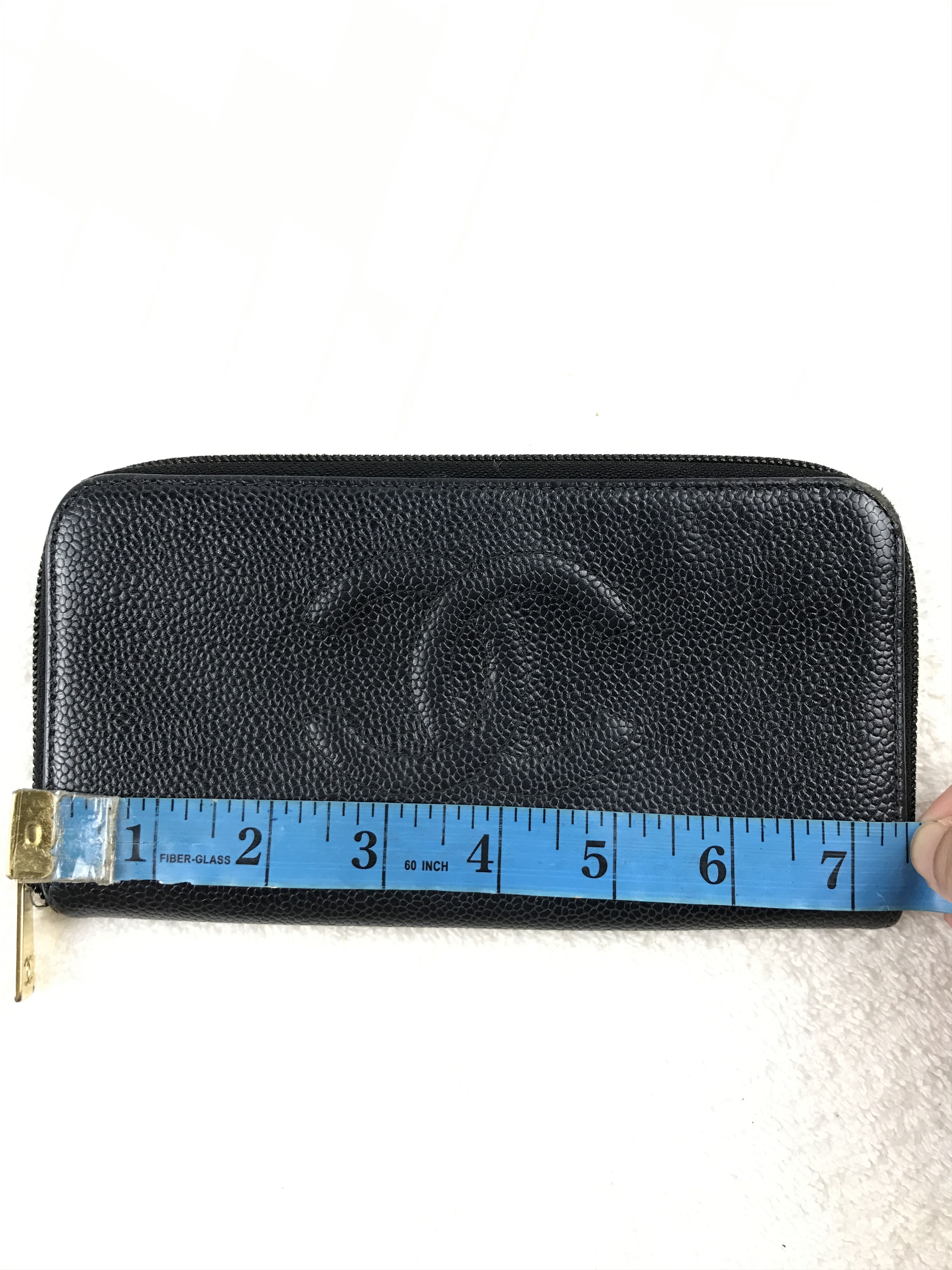 Chanel Vintage Chanel Black Caviar CC Logo Zip Around Long Wallet Size ONE SIZE - 7 Thumbnail