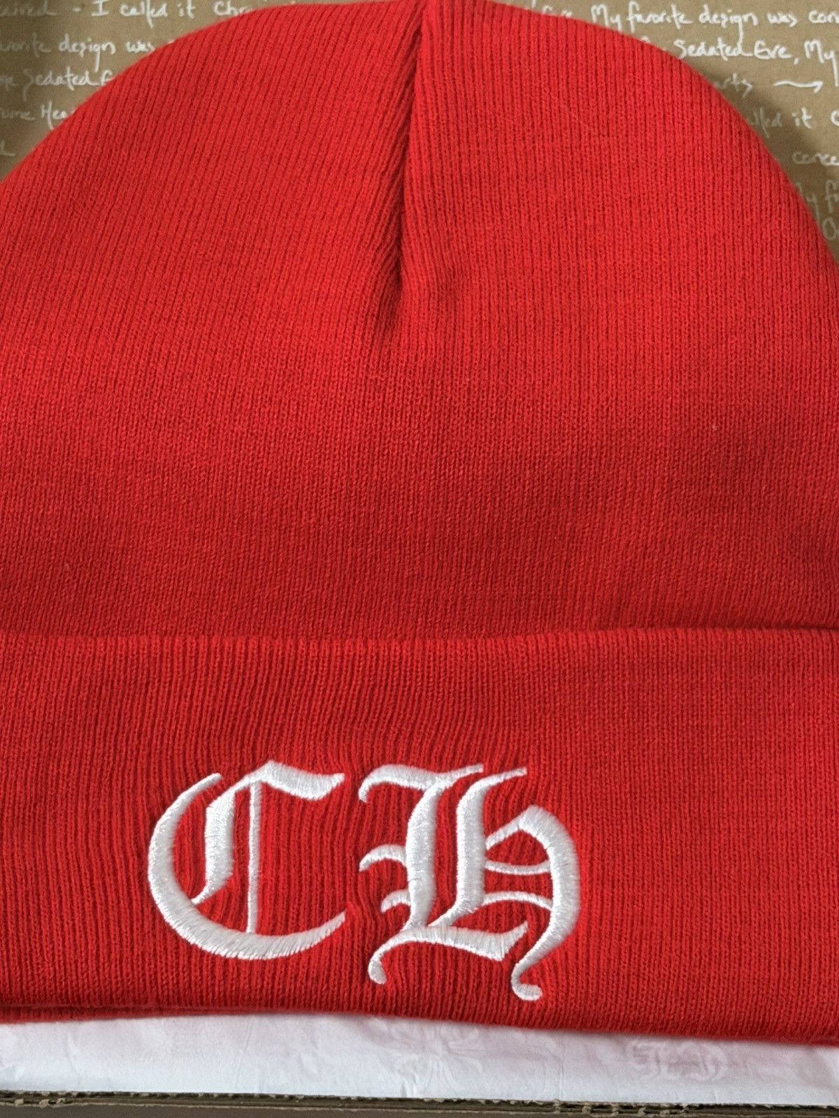 Chrome Hearts Luxury Red Brand New chrome hearts CH Spellout Beanie rare Size ONE SIZE - 5 Thumbnail