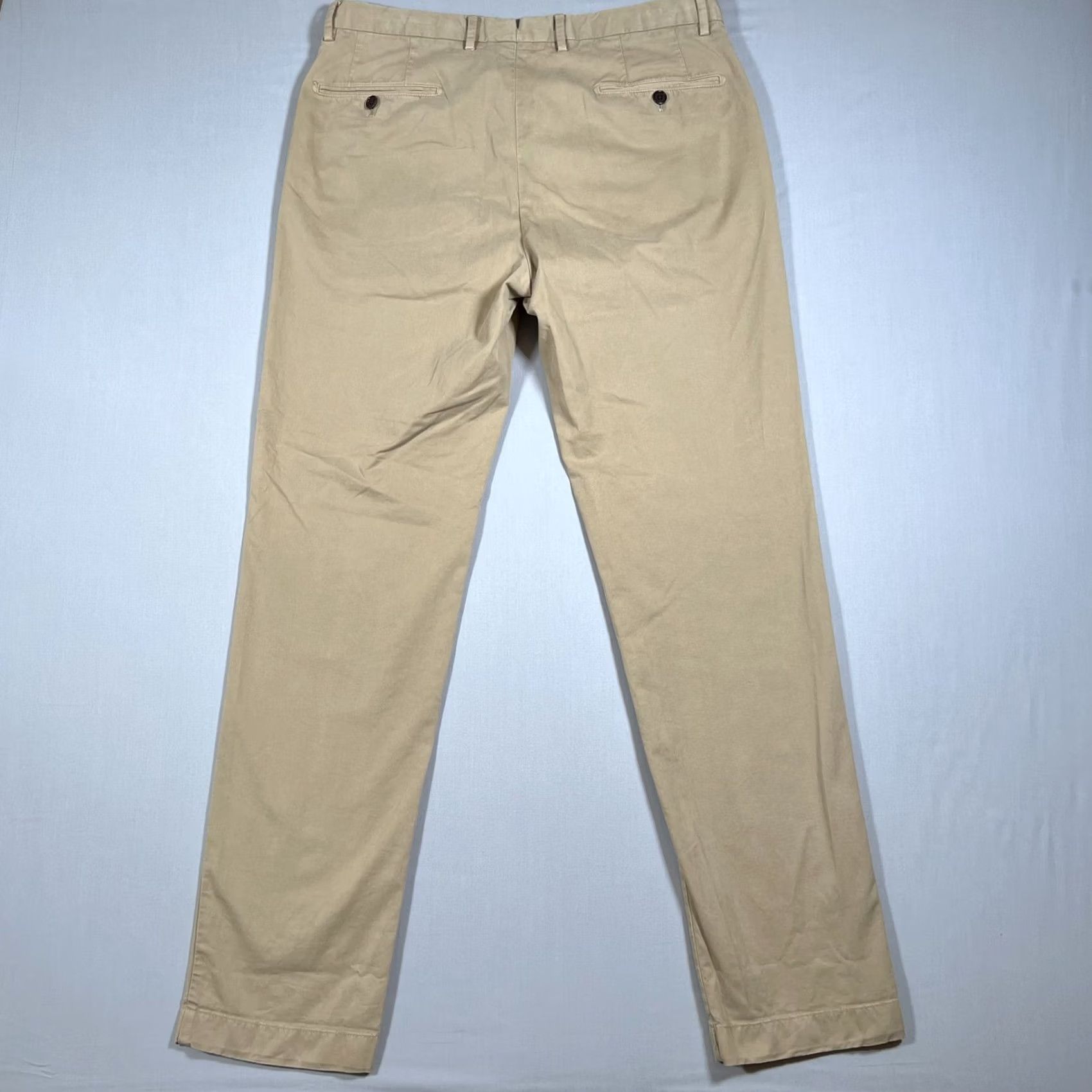 Vintage Ledbury Richmond Chino Pants Men's 33 Sand Tan Flat Front Straight Leg Size US 33 - 2 Thumbnail