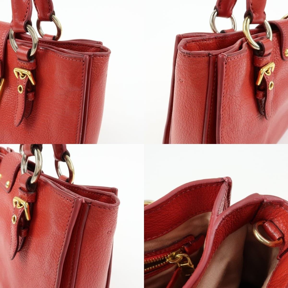 Miu Miu Miu Miu Madras Leather Satchel Red Size ONE SIZE - 6 Thumbnail