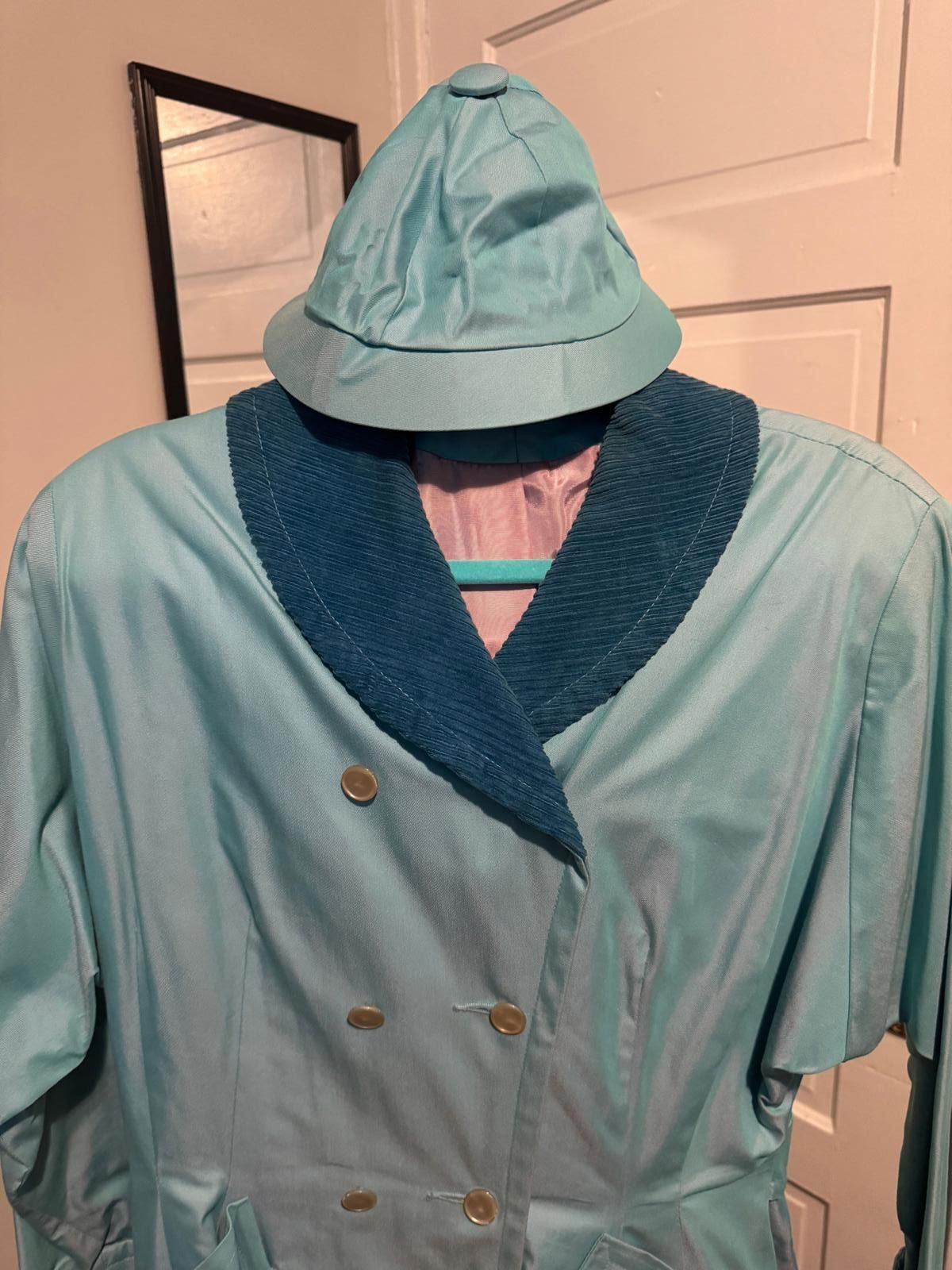 Designer True Vintage Double-Breasted Rain Trench Coat with hat Size ONE SIZE - 2 Thumbnail