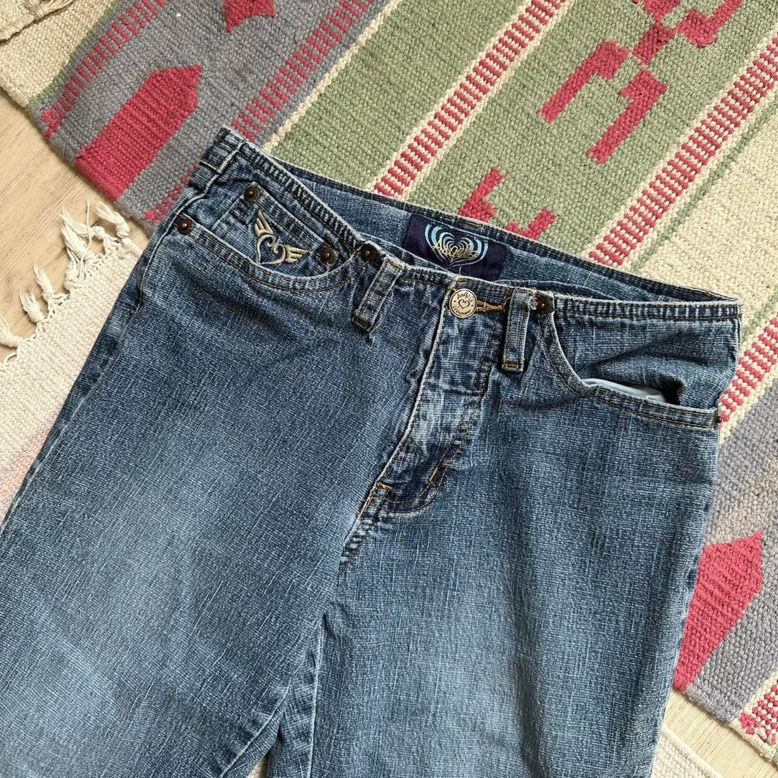 Vintage Vintage Y2K 00s Angel Low Rise Slim Flare Rockstar Jeans Size 25" / US 0 / IT 36 - 1 Thumbnail