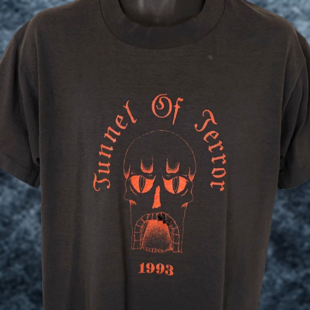 Fruit Of The Loom VINTAGE Tunnel Of Terror T Shirt Mens Size Large Black 90s 1993 Minnesota USA Size US L / EU 52-54 / 3 - 1 Thumbnail