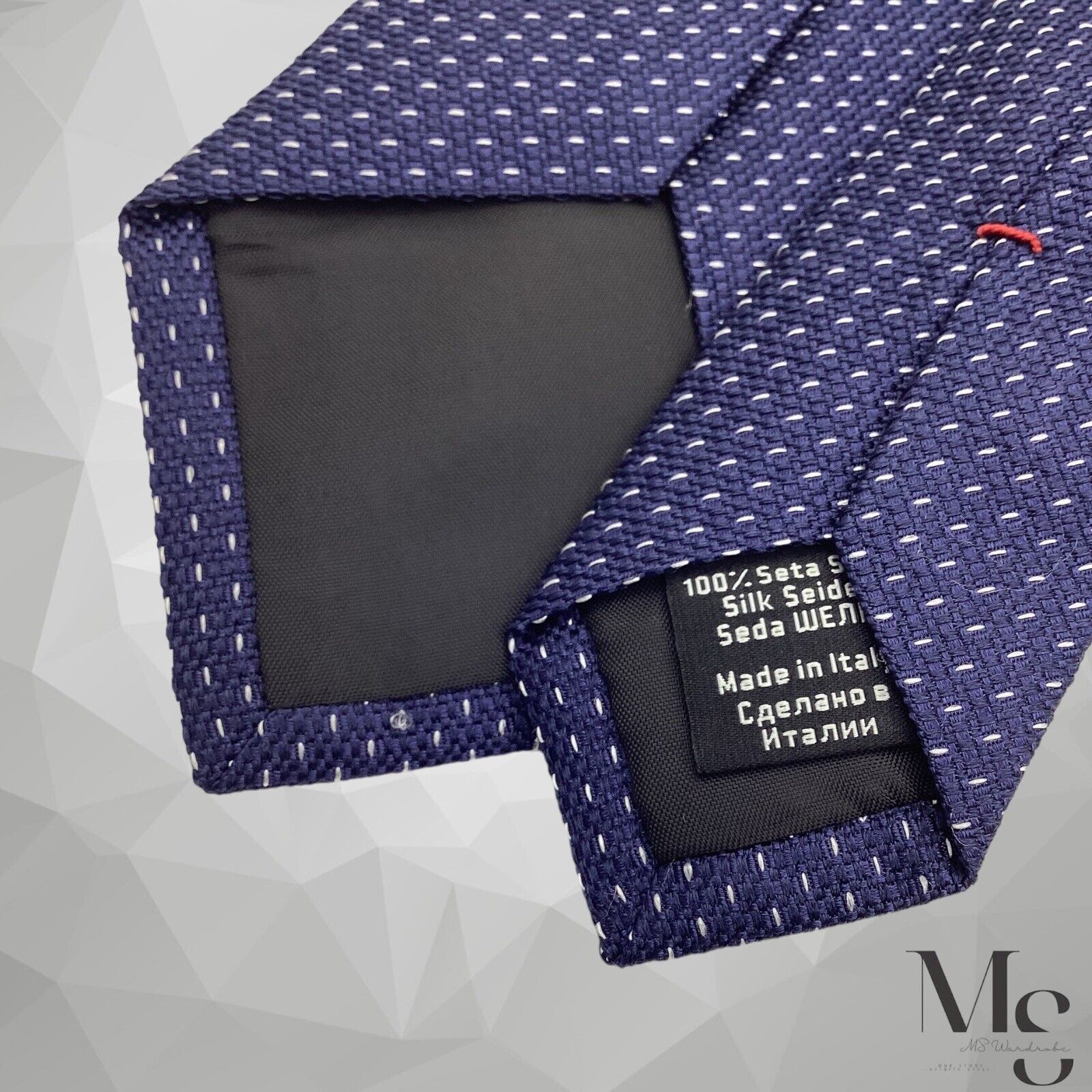 Hugo Boss BOSS HUGO BOSS Red Tag Blue Geometric Silk Tie Made In Italy Size ONE SIZE - 5 Thumbnail