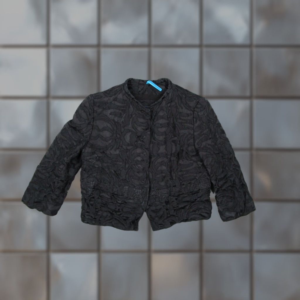 Piazza Sempione Piazza Sempione Women’s Blazer 38 IT Black Silk Blend Textured Snap Front Classic Size XS / US 0-2 / IT 36-38 - 1 Thumbnail