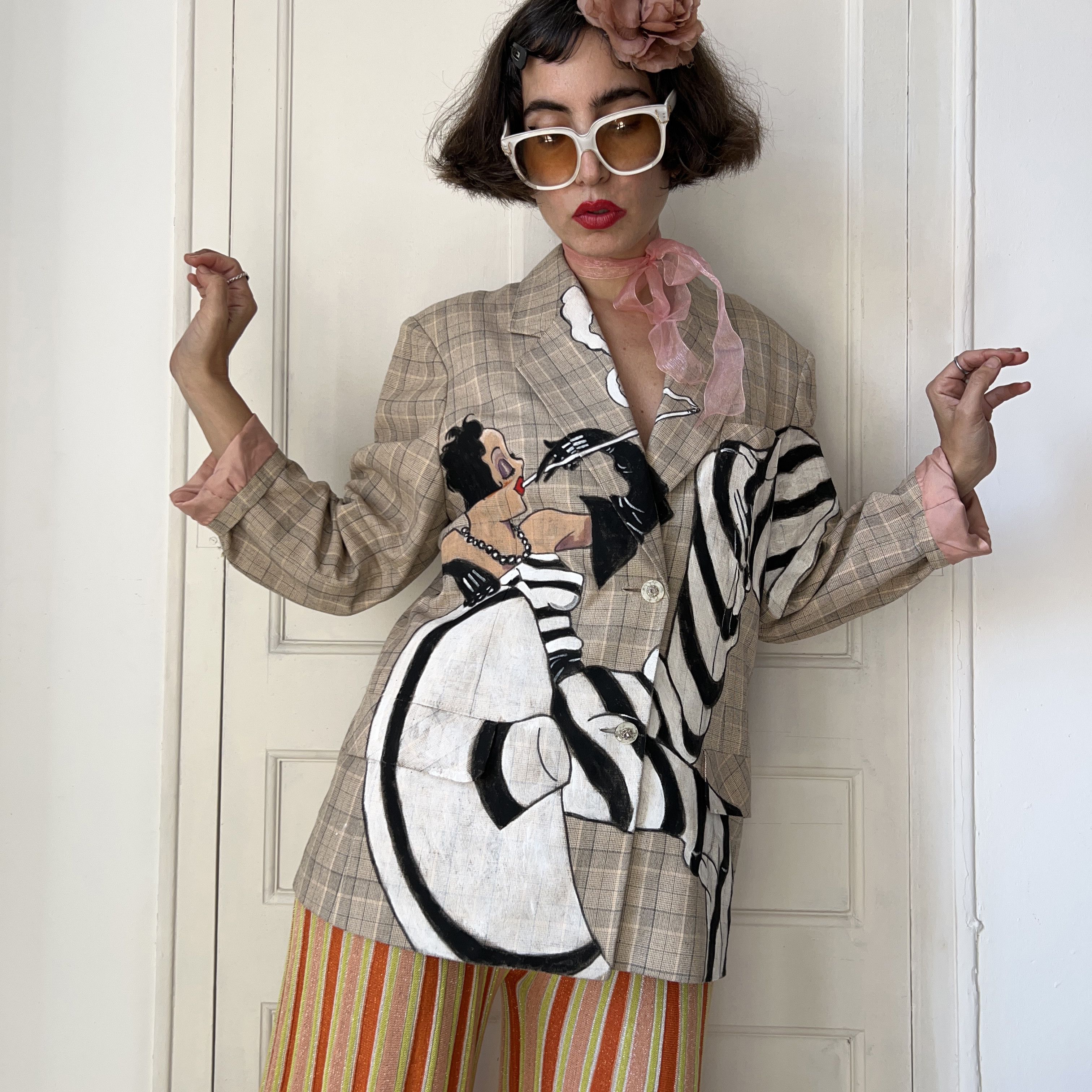 Custommade Custom made Hand Painted Art Deco Blazer Size XL / US 12-14 / IT 48-50 - 1 Thumbnail