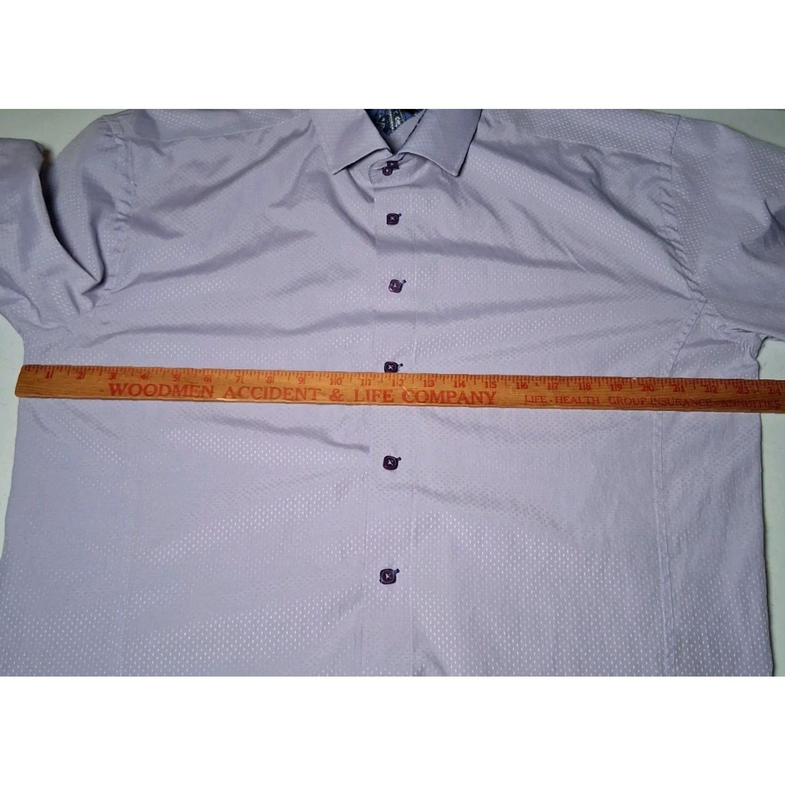Vintage VINTAGE Beaspoke Dress Shirt Men 3XL Long Sleeve Lavender Purple Blue Paisley Flip Cuff Button Collar Spread Slim Big & Tall Mens Dress Shirt Size 48R - 3 Thumbnail
