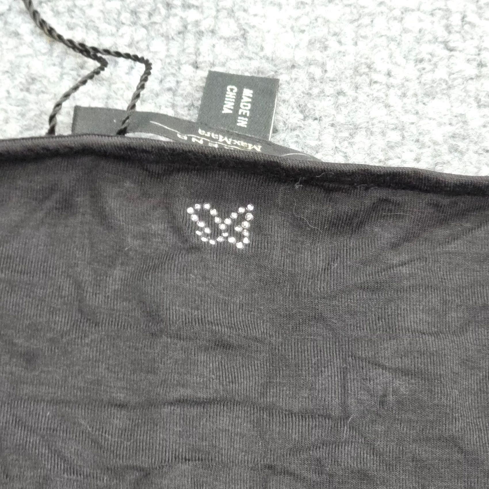 Vintage Weekend Max Mara Silk Top - Womens Large Black Embroidered Rhinestone NWT Size L / US 10 / IT 46 - 5 Thumbnail