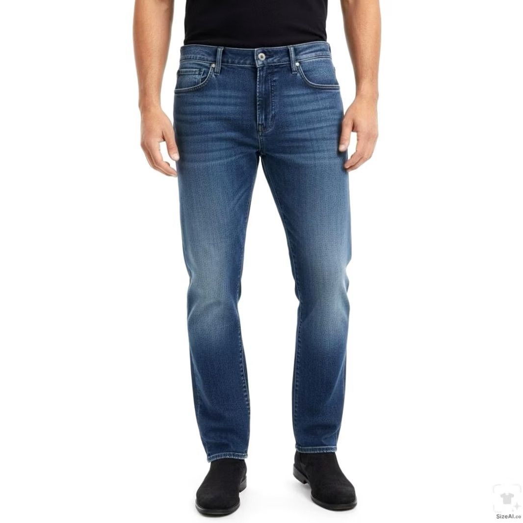 Lucky Brand Lucky Brand 221 Original Straight Jeans Mens 40x32 Blue Medium Wash Zip Fly Regular Rise 5-Pocket Denim Stonewashed Cotton Elastodiene Size US 40 / EU 56 - 4 Thumbnail