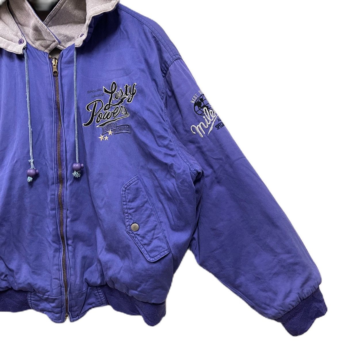 Japanese Brand Vintage 90s Milestone Lusty Power reversible bomber jacket Size US L / EU 52-54 / 3 - 5 Thumbnail
