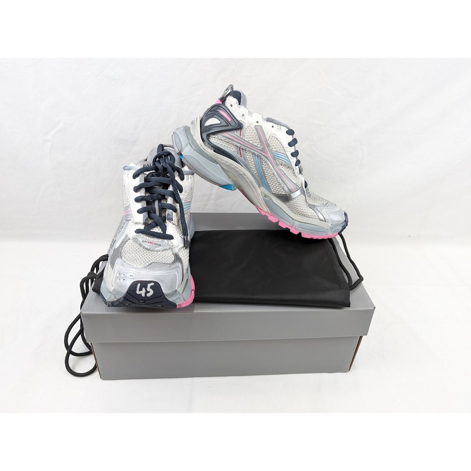 Balenciaga o1rshd1 Mesh Rubber Runners in Eggsh/Grey/Pink/Blue Size US 13 / EU 46 - 17 Thumbnail