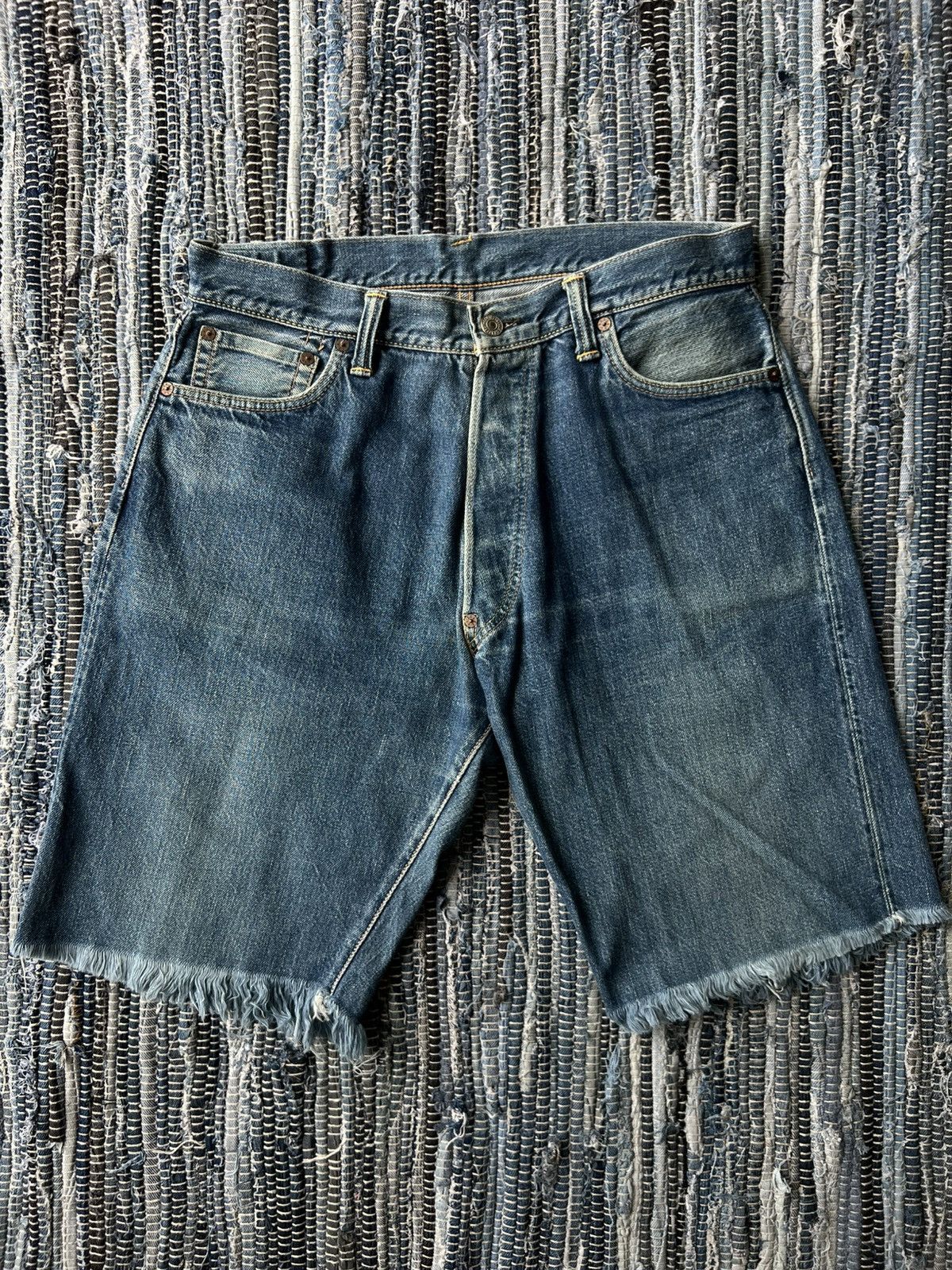 Evisu Vintage Evisu No 1 Raw Hem Beauty Faded Selvaged Jorts Denim Size US 33 - 2 Thumbnail