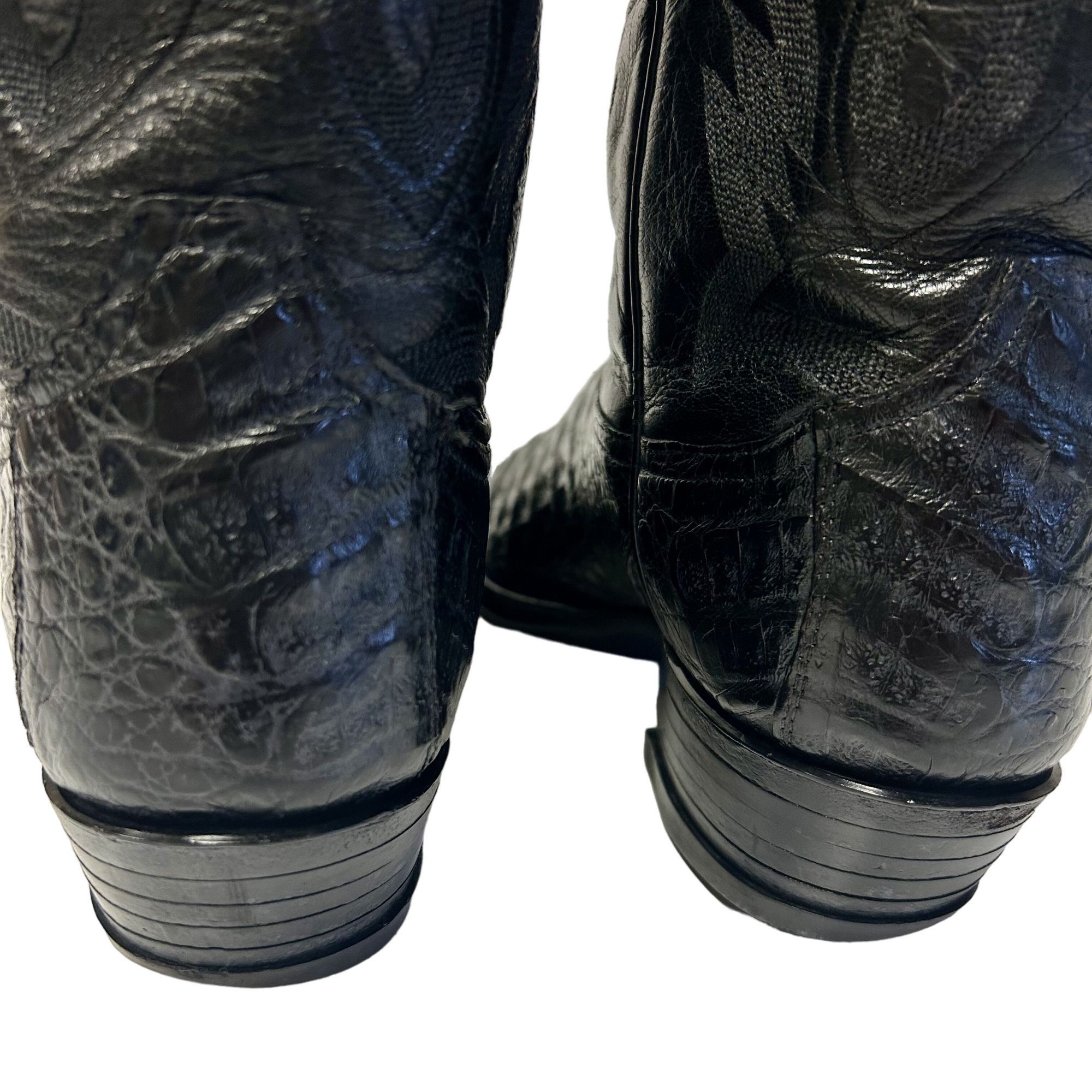 Tony Lama Vtg Tony Lama Black EXOTIC Leather Cowboy Western Boots Size US 9.5 / EU 42-43 - 8 Thumbnail